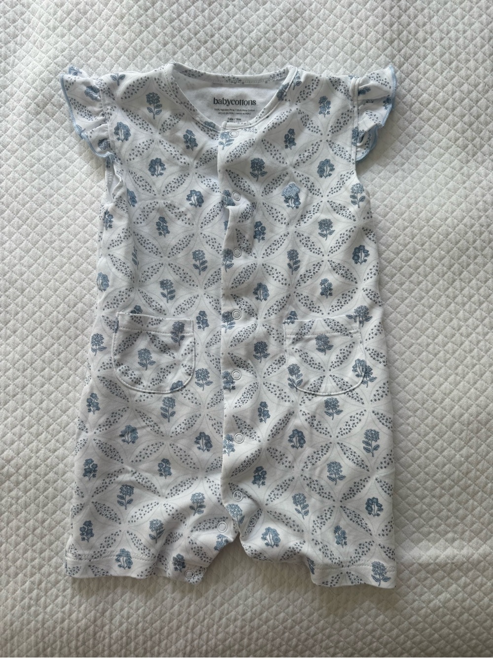 Babycottons romper with flutter sleeve like new